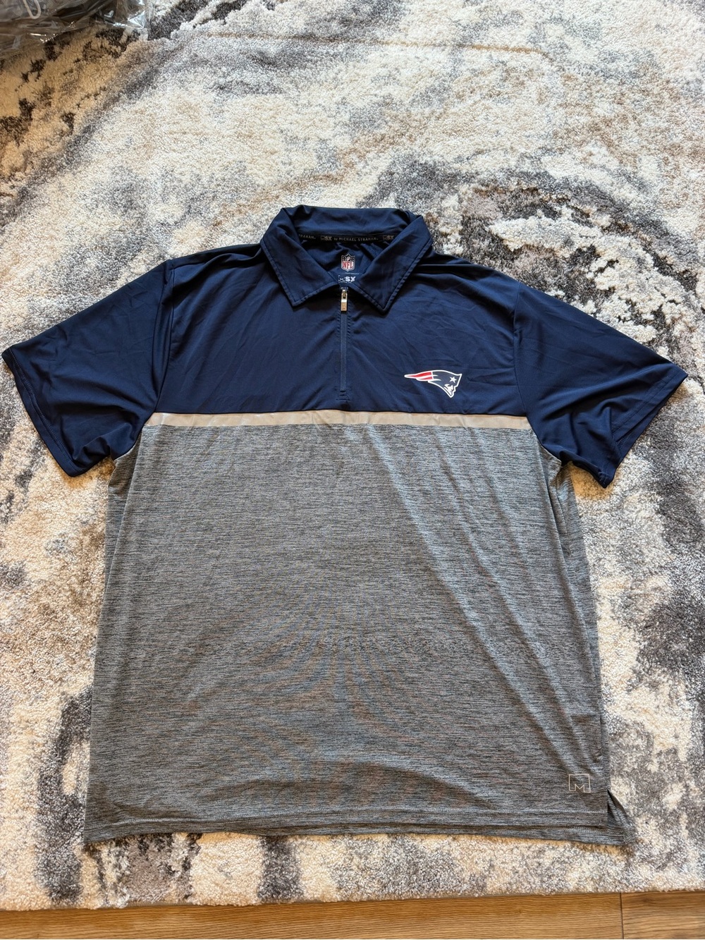 MSX by Michael Strahan Men's New England Patriots Navy and Gray Colorblock Polo